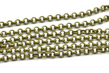 Antique Bronze Chain, Antique Bronze Tone Brass Soldered Rolo Chain (3mm) 3m-5m-10m-20m-50m-90m MB 8-30 Z013