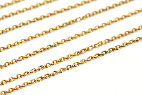 Raw Brass Chain, 90 M Spool  (1.5x2.5mm) Red Brass Soldered Chain -Bs 1068