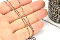 Gunmetal Brass Chain, 3 Meters - 9.9 Feet 1.2 Gunmetal Brass Faceted Ball Chain - W72 ( Z023 )