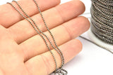 Gunmetal Gothic Chain, 1200 Meters  1.2 Gunmetal Brass Faceted Ball Chain - W72  ( Z023 )