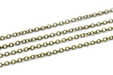 Antique Brass Chain, Antique Bronze Tone Brass Soldered Chain (2x1.5mm) 3m-5m-10m-20m-50m-90m Mb 8-29  Z145