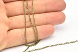 Antique Brass Chain, Antique Bronze Tone Brass Soldered Chain (2x1.5mm) 3m-5m-10m-20m-50m-90m Mb 8-29  Z145