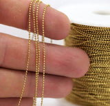 1mm Brass Ball Chain, 90 Meters (1mm) Raw Brass Faceted Ball Chain - Brs 4 ( Z006 )