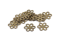 Antique Brass Flower, 250 Antique Brass Filigree Flower Connectors, Charms (12mm) K160