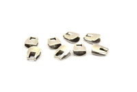 Silver Chain Ends, 10 Antique Silver Plated Brass End Caps For Soldering To Snake Chain Ends B0054