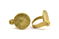 Brass Ethnic Rings - 2 Raw Brass Adjustable Geometric Ring with a Small Pad (3.30mm) N155