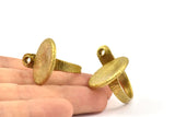 Brass Ethnic Rings - 2 Raw Brass Adjustable Geometric Ring with a Small Pad (3.30mm) N155