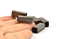 Geometric Spacer Beads, 6 Huge Antique Brass Plated Brass Square Tubes (8x20mm) Bs 1577