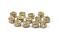 Tiny Bracelet Beads, 20 Zinc Alloy Tiny Textured Bracelet Parts (8x5mm)