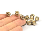 Tiny Bracelet Beads, 20 Zinc Alloy Tiny Textured Bracelet Parts (8x5mm) F056