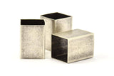 Geometric Spacer Beads, 3 Huge Antique Silver Plated Brass Square Tubes (18x25mm) Bs 1527 H0107