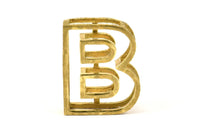 B Letter Pendants, 2 Raw Brass B Letter Alphabets, Initials, Uppercase, Letter Initial Pendant for Personalized Necklaces