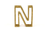 N Letter Pendants, 2 Raw Brass N Letter Alphabets, Initials, Uppercase, Letter Initial Pendant for Personalized Necklaces