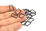 Black Rectangle Charm, 50 Oxidized Brass Black Rectangle Charms (9x13x0.8mm) D0327 S1181