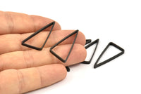 Black Triangle - 24 Oxidized Brass Black Open Triangles, Charms, Findings (30x33x15mm) BS 1148 S515