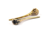 Bird Skull Charm, 1 Solid Bronze and Oxidized Bronze Bird Skull Pendant (52x10mm) N0342