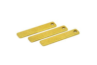 Tiny Rectangle Bar, 30 Raw Brass Rectangle Stamping Blanks with 1 Hole, Necklace Finding (25x5x0.80mm) U027