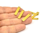 Tiny Rectangle Bar, 30 Raw Brass Rectangle Stamping Blanks with 1 Hole, Necklace Finding (25x5x0.80mm) U027