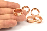 Rose Gold Channel Ring - 3 Rose Gold Plated Brass Channel Ring Setting (16mm) N0476 Q0079