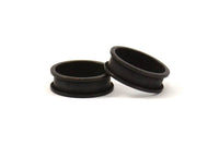 Black Channel Ring - 10 Oxidized Brass Channel Ring Settings (16mm) N476 S584