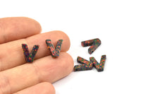 Opal V Letter - Snythetic Opal Initial Letter (10x9x2.50mm) F066