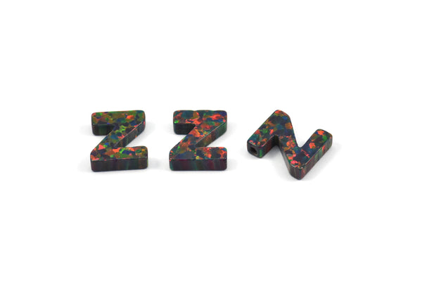 Opal Z Letter - Snythetic Opal Initial Letter (10x8.50x2.50mm) F042