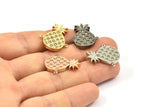 Exotic Fruit Pendant, Rose Gold Plated, Gold Plated, Black Plated, Nickel Free Plated Pineapple Pendant (21x13mm)