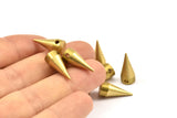 3 Raw Brass Spike Tribal Pendant (16x7 Mm) A0761