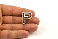 Silver P Letter, 2 Antique Silver Plated P Letter, Initials, Uppercase, Letter Initial Pendant for Personalised Necklaces