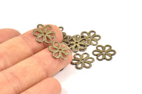 Antique Brass Flower, 250 Antique Brass Filigree Flower Connectors, Charms (12mm) K160