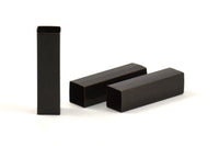 Black Square Tubes, 5 Huge Oxidized Brass Square Tubes  (8x30mm) Bs 1579