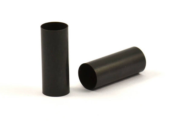 Black Round Tubes, 6 Oxidized Brass Tubes (10x25mm) Bs 1557