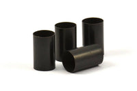 Black Tube Beads - 6 Oxidized Brass Tubes (10x16mm) Bs 1554 S033