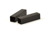 Black Square Tubes, 3 Huge Oxidized Brass Square Tubes  (10x40mm) Bs 1510 S109