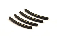 Black Textured Curved Tubes, 12 Black Oxidized Brass Curved Tubs (3x36 Mm) Bs 1415 S010