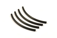 Black Textured Curved Tubes, 12 Black Oxidized Brass Curved Tubes (3x60mm) Bs 1409 S049