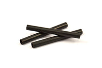 Black Tube Beads - 6 Oxidized Brass Tubes (6x60mm) Bs 1537 S050