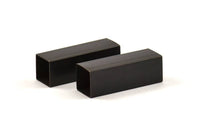 Black Square Tubes, 6 Oxidized Brass Square Tubes (10x30mm) Bs 1509 S062