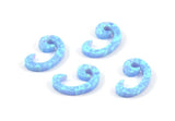 Blue Opal Wave , 1 Light Blue Synthetic Opal Wave Bead, Ocean Charm (9x15mm) F016