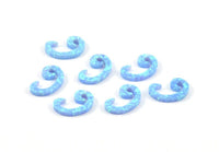 Blue Opal Wave , 1 Light Blue Synthetic Opal Wave Bead, Ocean Charm (9x15mm) F016