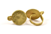 Brass Ethnic Rings - 2 Raw Brass Adjustable Geometric Ring with a Small Pad (3.30mm) N155