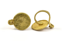 Brass Ethnic Rings - 2 Raw Brass Adjustable Geometric Ring with a Small Pad (3.30mm) N155