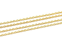 Gold Brass Chain, 1 Meter Gold Plated Brass Soldered Chain (1.27x2mm)  MB 7-1