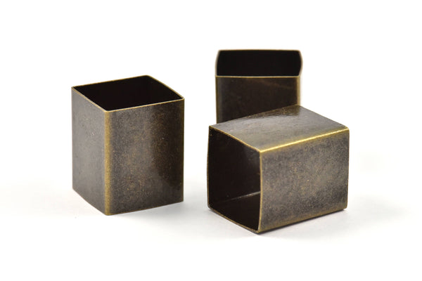 Geometric Spacer Beads, 6 Huge Antique Brass Plated Brass Square Tubes (16x20mm) Bs 1524