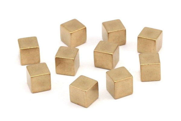 Raw Brass Cubes , 24 Raw Brass Cube Blanks (6x6mm) Y075