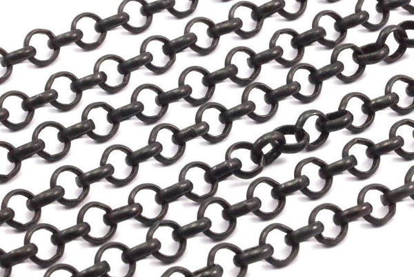 Oxidized Black Rolo Chain, 2 Meters Oxidized Black Soldered Copper Rolo Chain (6mm) B 8-30 OR65