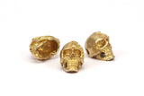 Brass Skull Head, 2 Raw Brass Skull Head Bracelet Parts (19x11x12.5mm) N0426