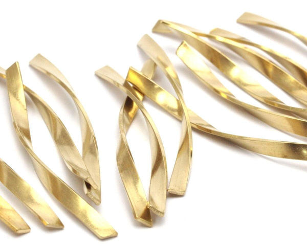 Brass Twister Bar, 12 Raw Brass Twisted Blanks (50x3mm) Bs-1204 N0693