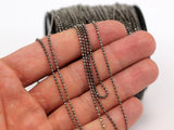 Gunmetal Faceted Chain, 10 Meters 33 Feet (1.5mm) Gunmetal Brass Faceted Ball Chain - W74 ( Z035 )