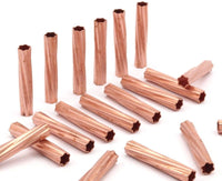 Copper Tube Beads - 12 Raw Copper Star Tube Beads (6x30mm) D0481